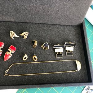 Lot of 7 MONET earrings, & rhinestone necklace
